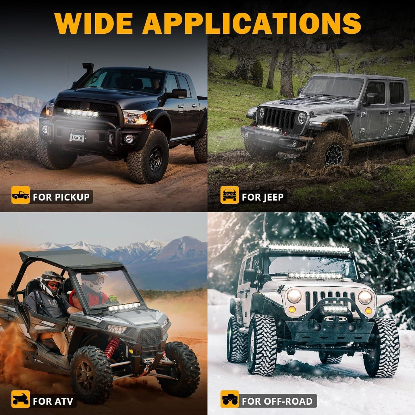 SP-DRL Series 12 Inch 68W 7440LM Single Row Off Road LED Light Bar With Amber&White DRL