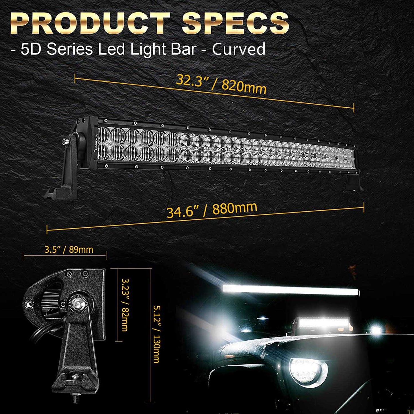 شريط إضاءة LED مستقيم/منحني من سلسلة 5D مقاس 32 بوصة مع حوامل تثبيت شريط إضاءة LED علوية لطرازات Polaris RZR XP1000 وRZR 900 S900 S1000 EPS موديلات 2013-2021 أو RZR 900/ RZR S900/ RZR 900 XC/ RZR XP 1000/ RZR Turbo