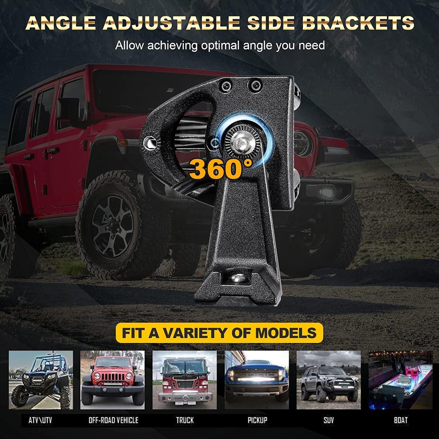 32 Inch 5D Series Straight/Curved LED Light Bar & A-pillar Light Bar Mounting Bracket Combo for RZR 900/ RZR S900/ RZR 900 XC/ RZR XP 1000/ RZR Turbo