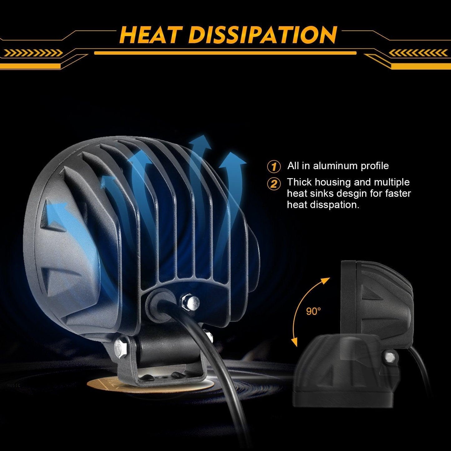 P4 Series | 4 Inch 90W Round LED Driving Lights Spot Amber Pod Lights - Auxbeam  – éclairage LED auto