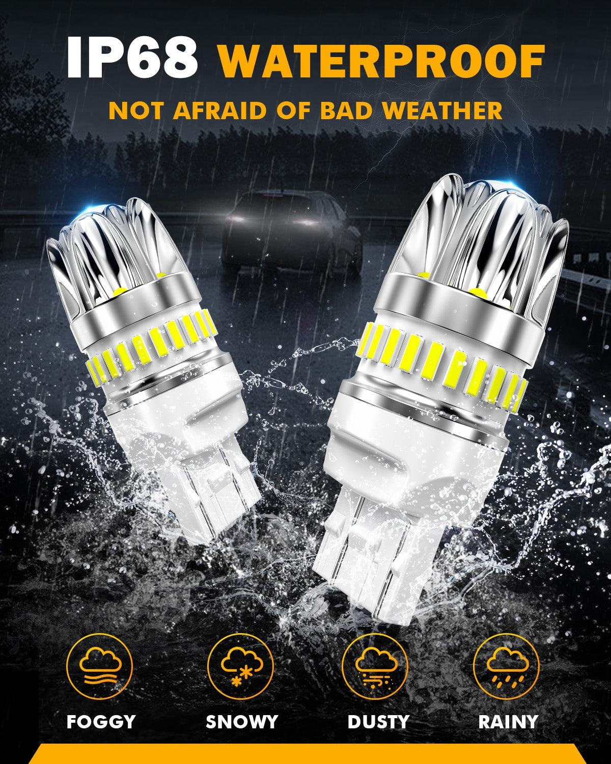 T20 7443 7440 LED Backup Reverse/Turn Signal/Brake Tail Light Bulbs 14W 6000LM CAN-Bus Error Free 6500K White Y2 Series | 2 Bulbs