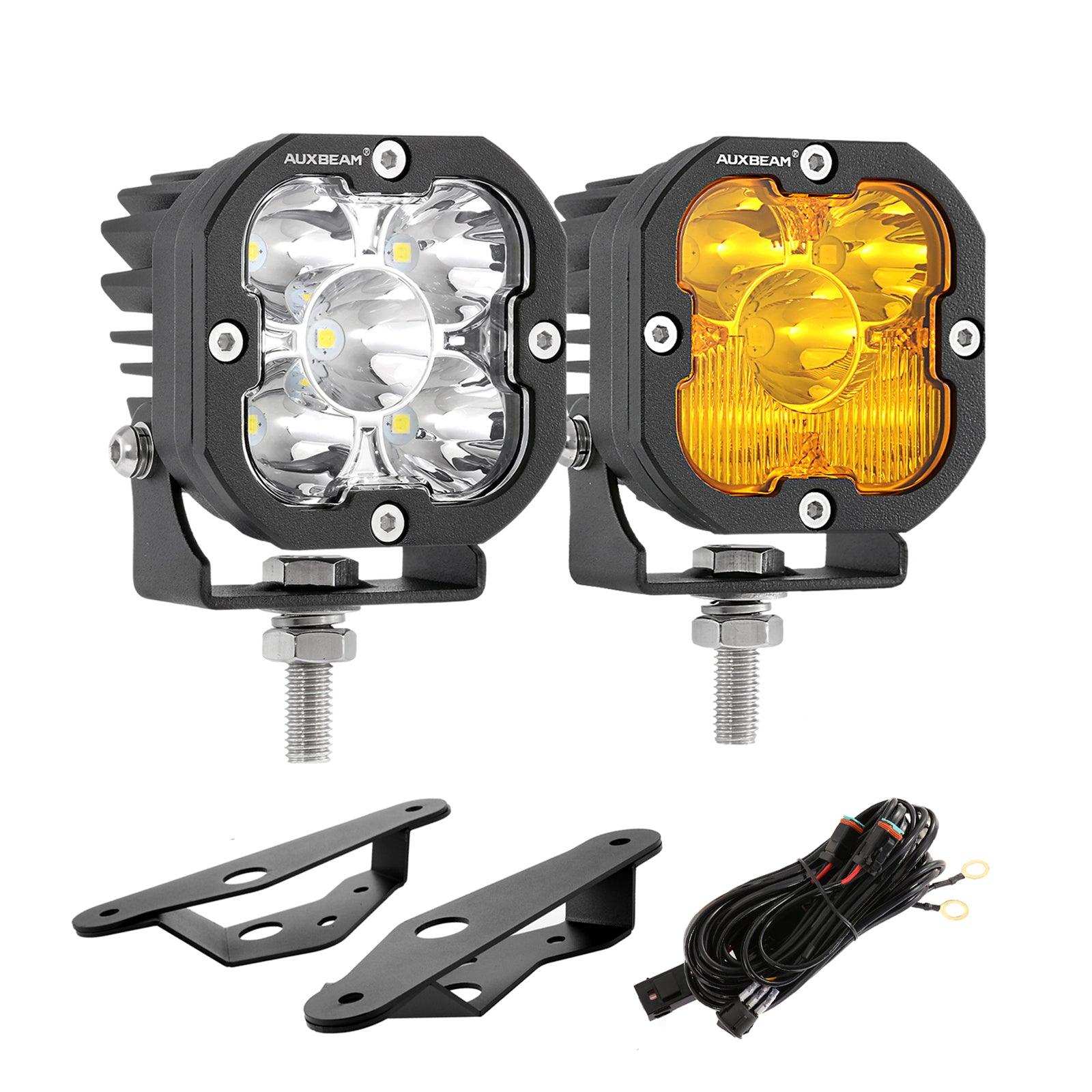 3 Inch 80W 9600LM LED Pods Lights White&Yellow with Dual A-Pillar Mounting Bracket For Ford Bronco 2/4 Door 2021 2022 - Auxbeam  – éclairage LED auto