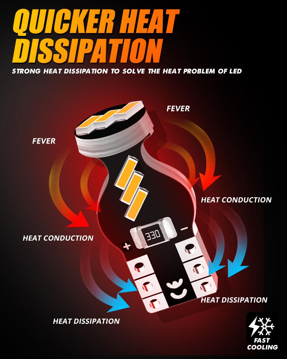 168 2825 W5W T10 LED Interior Light Bulbs 1.5W 300% Brighter 3500K Amber | 10 Bulbs