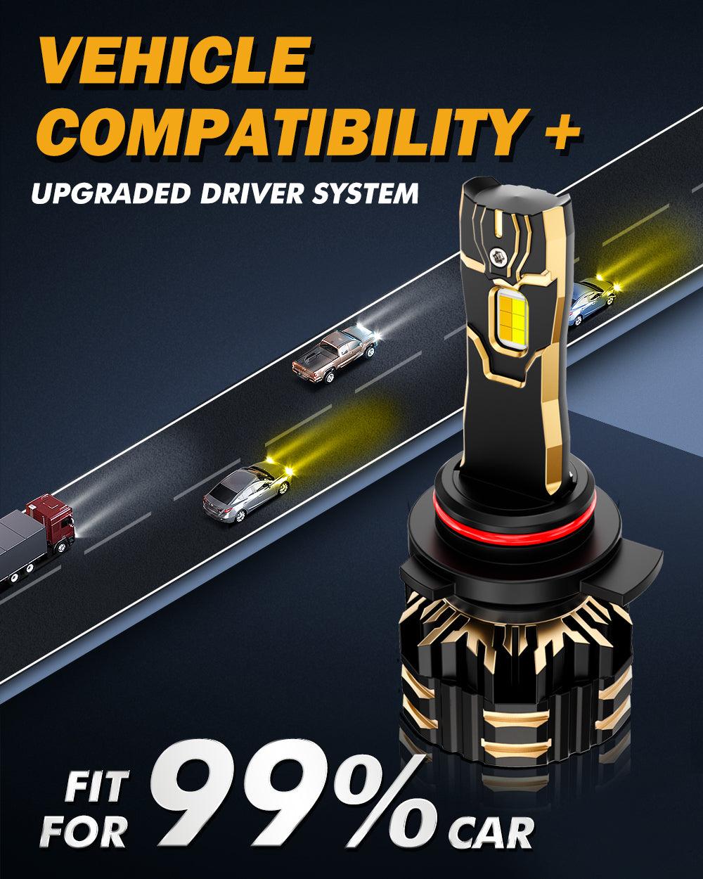 9012/HIR2 LED Headlight Bulbs 110W 25000LM GX Bi-Color Series High Power & Brightness Dual Color Switchback | 2 Bulbs - Auxbeam  – éclairage LED auto