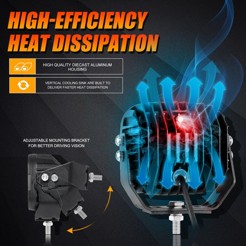 مجموعة مصابيح قيادة LED مقاس 5 بوصات بقوة 110 وات مع أغطية كهرمانية إضافية وقضبان إضاءة LED مقاس 22 بوصة من سلسلة 5D-PRO لمركبات CBR 1000rr على الطرق الوعرة، ومركبات الدفع الرباعي، ومركبات UTV، والشاحنات 