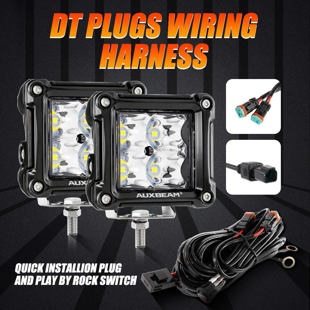 3 Inch 40W LED Pods Light Spot/Flood Multicolor frame with wiring harness for SUV ATV UTV Trucks Pickup Boat - Auxbeam  – éclairage LED auto