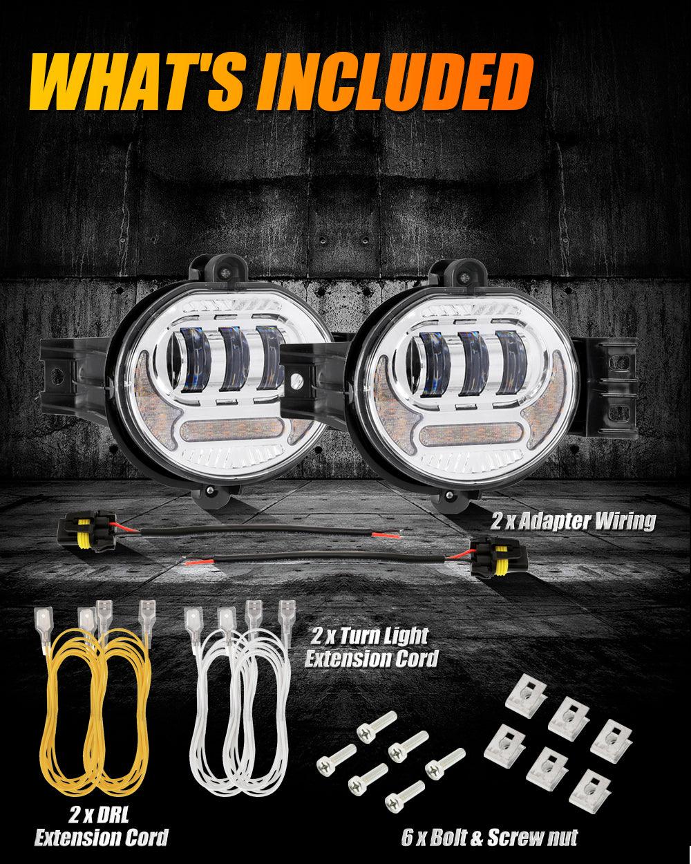 (2pcs/set) LED Fog Light Assembly w/ DRL+ Turn Signal Light for Dodge Ram 1500 2002-2008, Dodge Ram 2500/3500 2003-2009(Chrome) 
