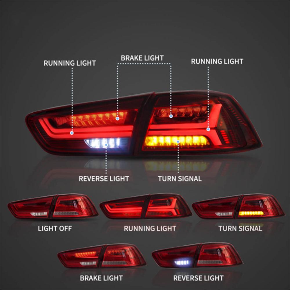 LED Tail Light Assembly With Sequential Turn Signal For 2008-2017 Mitsubishi Lancer &amp; EVO