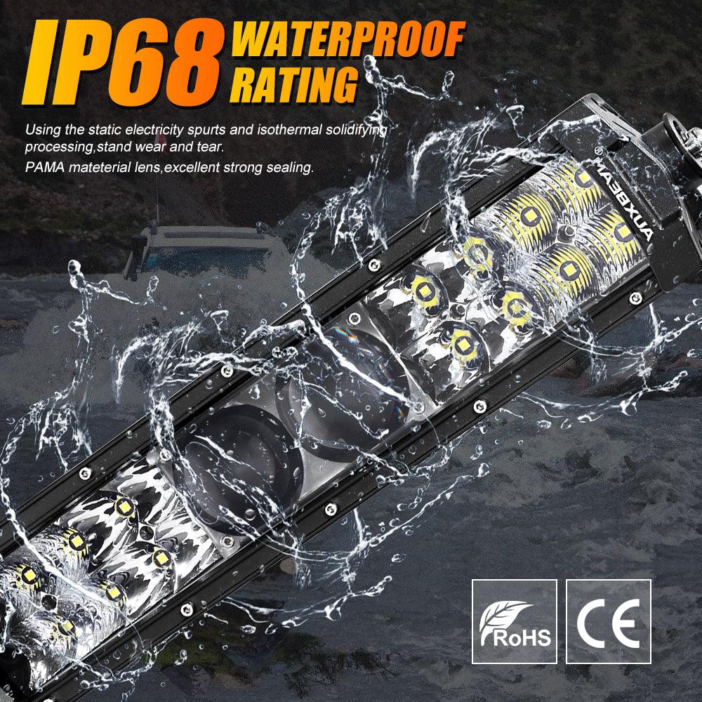 شريط إضاءة LED للطرق الوعرة 22000 لومن من سلسلة 5D-PRO مقاس 12 بوصة + دعامات تثبيت عالمية وغطاء عمود قابل للتعديل