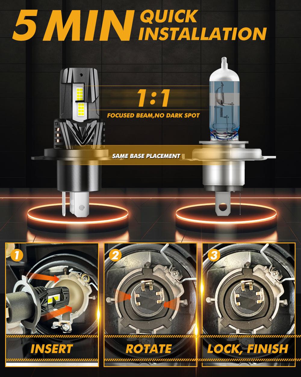 🆕H4/9003 LED Headlight Bulbs Q40 Series Ultra-High Brightness 120W 30000LM 6500K Cool White | 2 Bulbs - Auxbeam  – éclairage LED auto