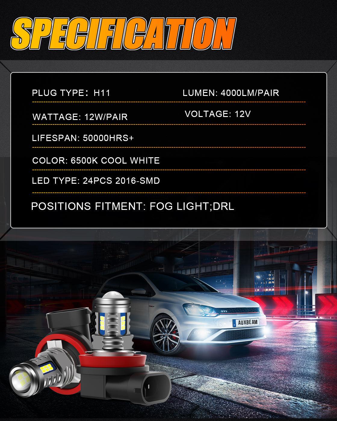 🔥(2pcs/set) H11/H8/H9/H16JP Y2 Series 3-Sides Cool White LED Fog Light/DRL