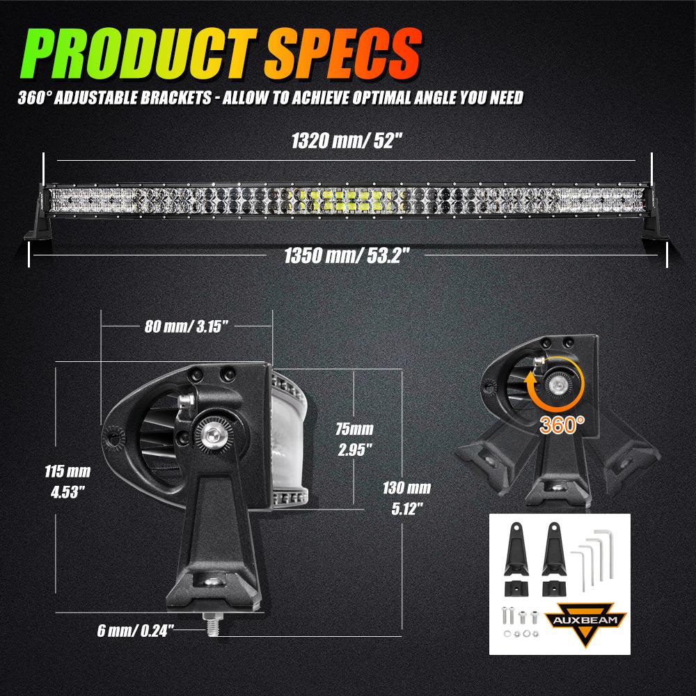 New 52 Inch V-PRO Series Curved RGBW Color Changing Off Road Led Light Bar