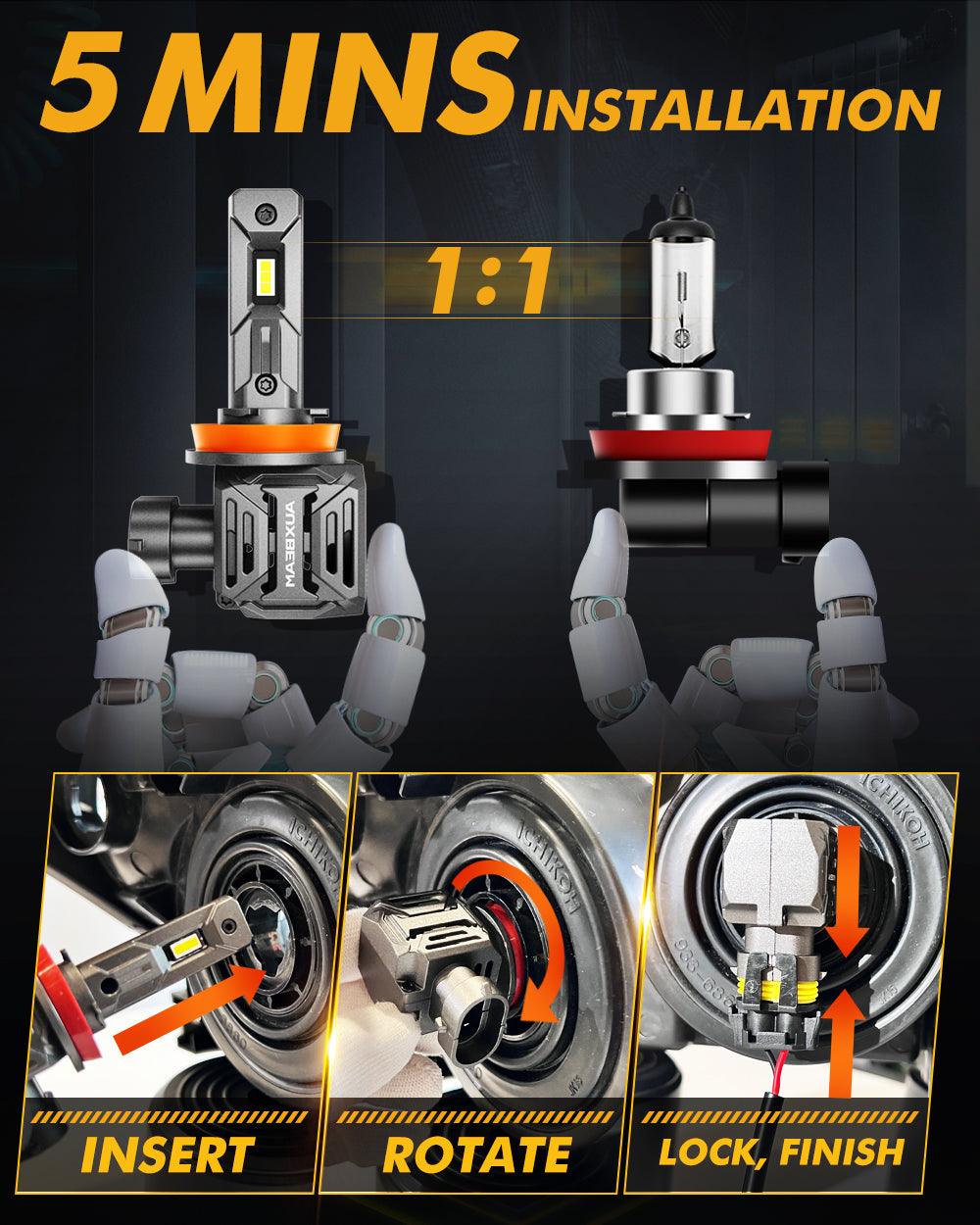 Q30 Series Brightest Wireless 110W 24000LM LED Headlight Bulbs 6500K Cool White - Auxbeam  – éclairage LED auto