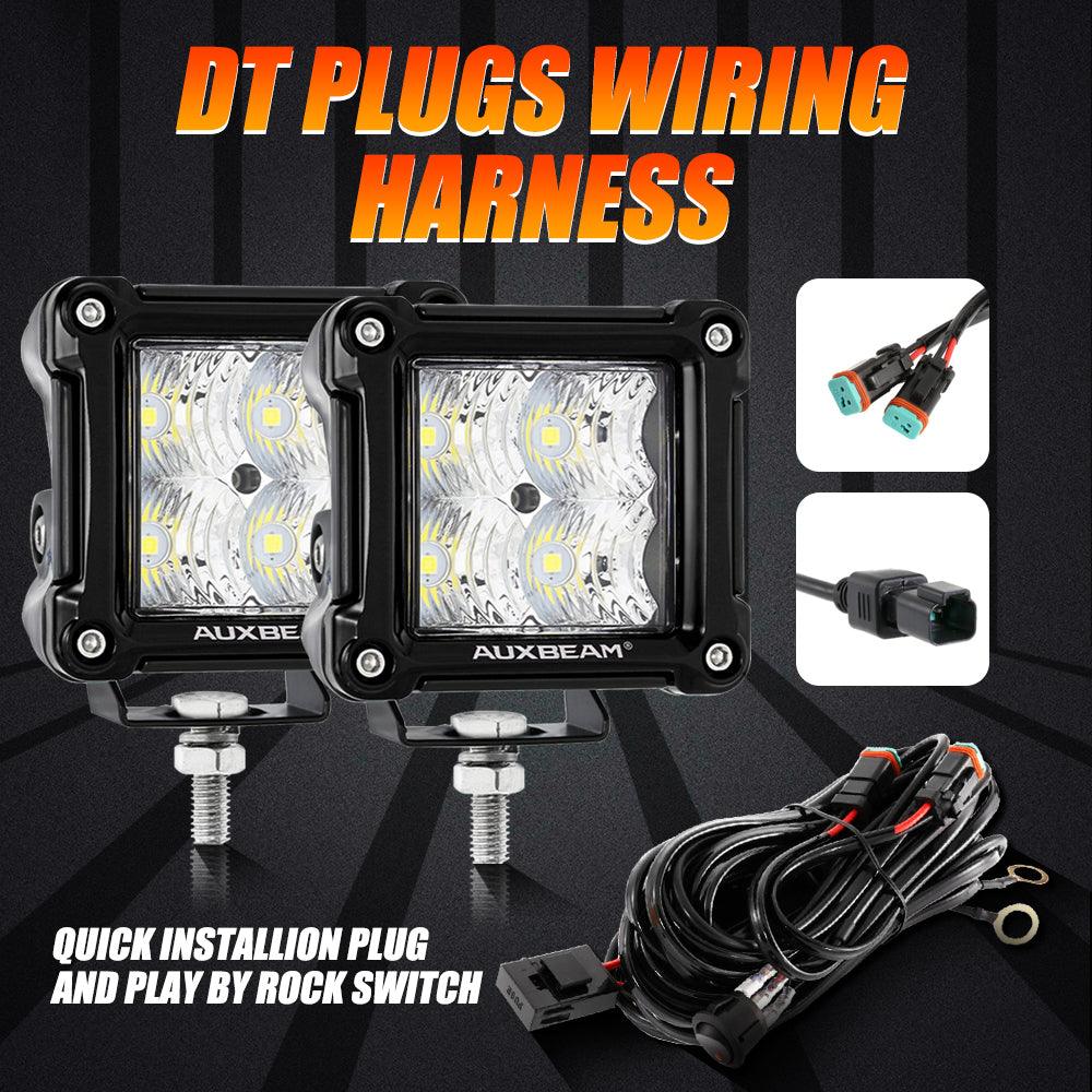 3" 40W LED Pods Light Spot/Flood Multicolor frame with wiring harness for JEEP - Auxbeam  – éclairage LED auto