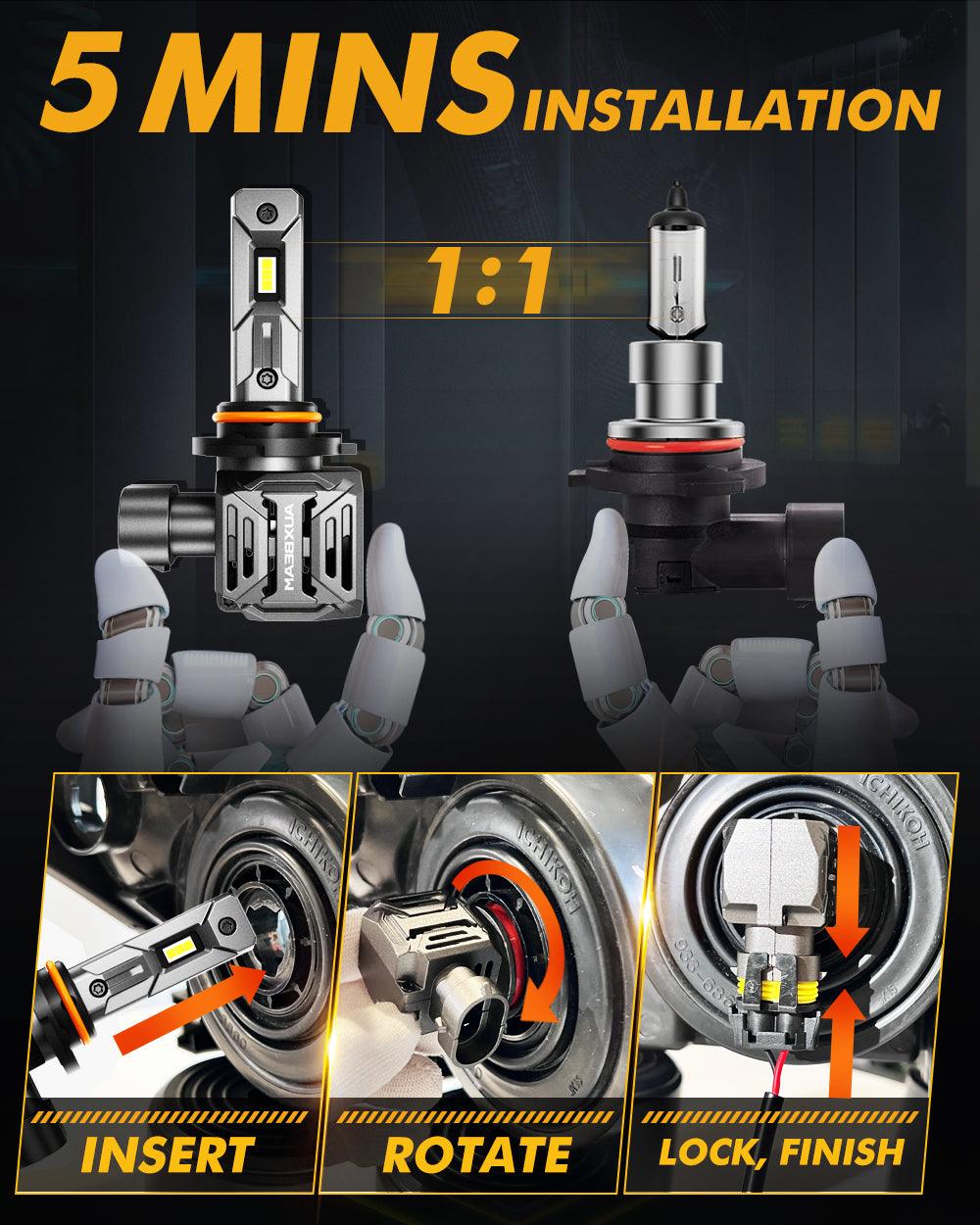 9005+9006 LED Headlight Bulbs Q30 Series Brightest Wireless 110W 24000LM 6500K Cool White | 4 Bulbs - Auxbeam  – éclairage LED auto