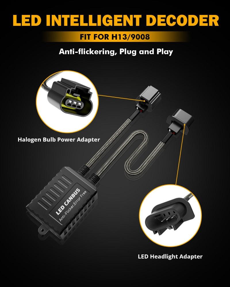 H13/9008 C20-Model Decoder-Pro Enhanced Led Headlight Bulbs Canbus Decoder Harness Resistor Conversion Kit 2pcs/set