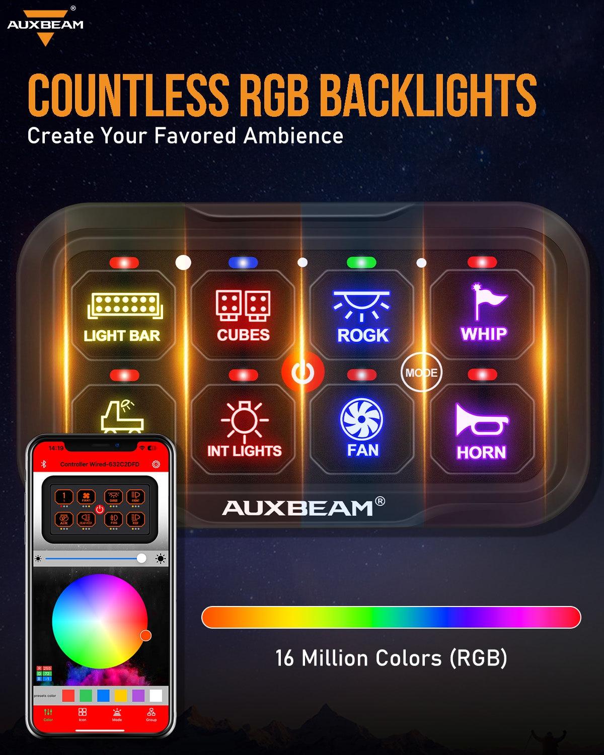 AR-800 RGB Switch Panel with APP+32 Inch 5D-PRO LED Light Bar, Toggle/Momentary/Pulsed Mode Supported 