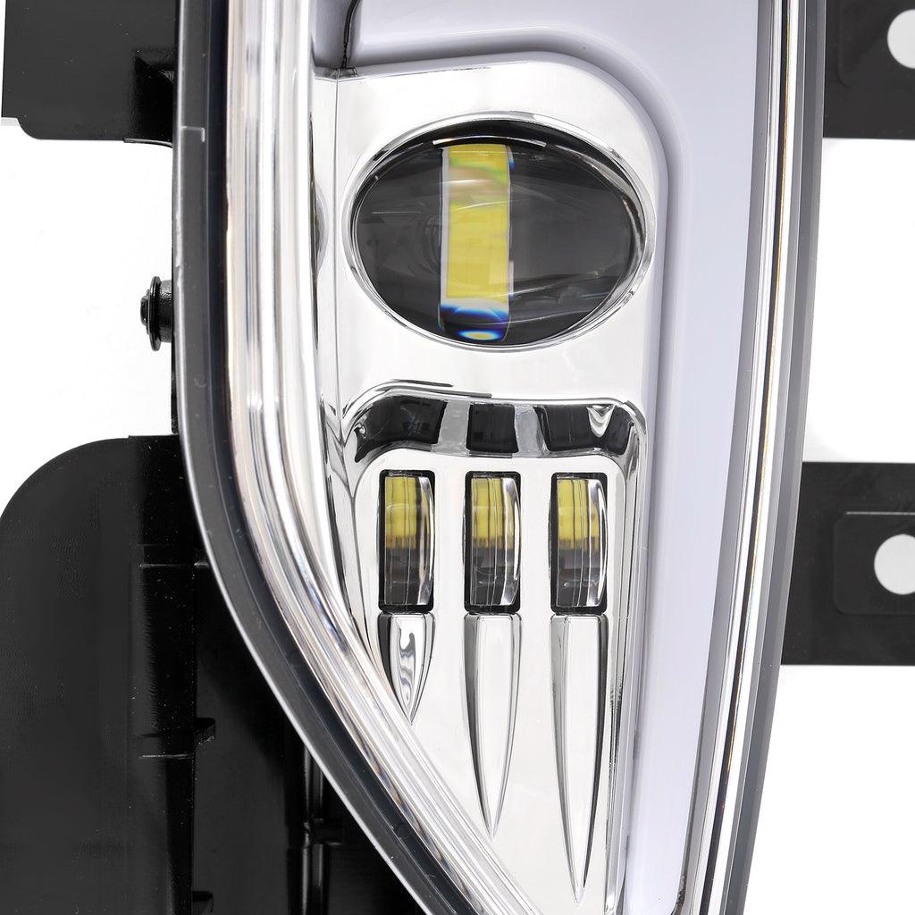 (2pcs/set) 45W LED DOT Fog Lights for 2016-2018 Chevy Silverado 1500 Black/Chrome