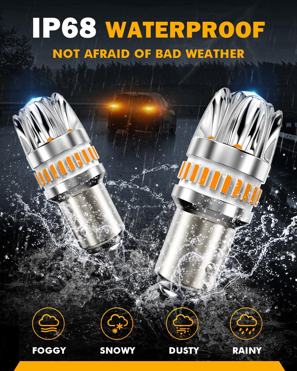 1157 BAY15D LED Turn Signal Light Rear/Front, Side Maker Light Bulbs 14W 6000LM CAN-Bus Error Free 3000K Amber Y2 Series | 2 Bulbs