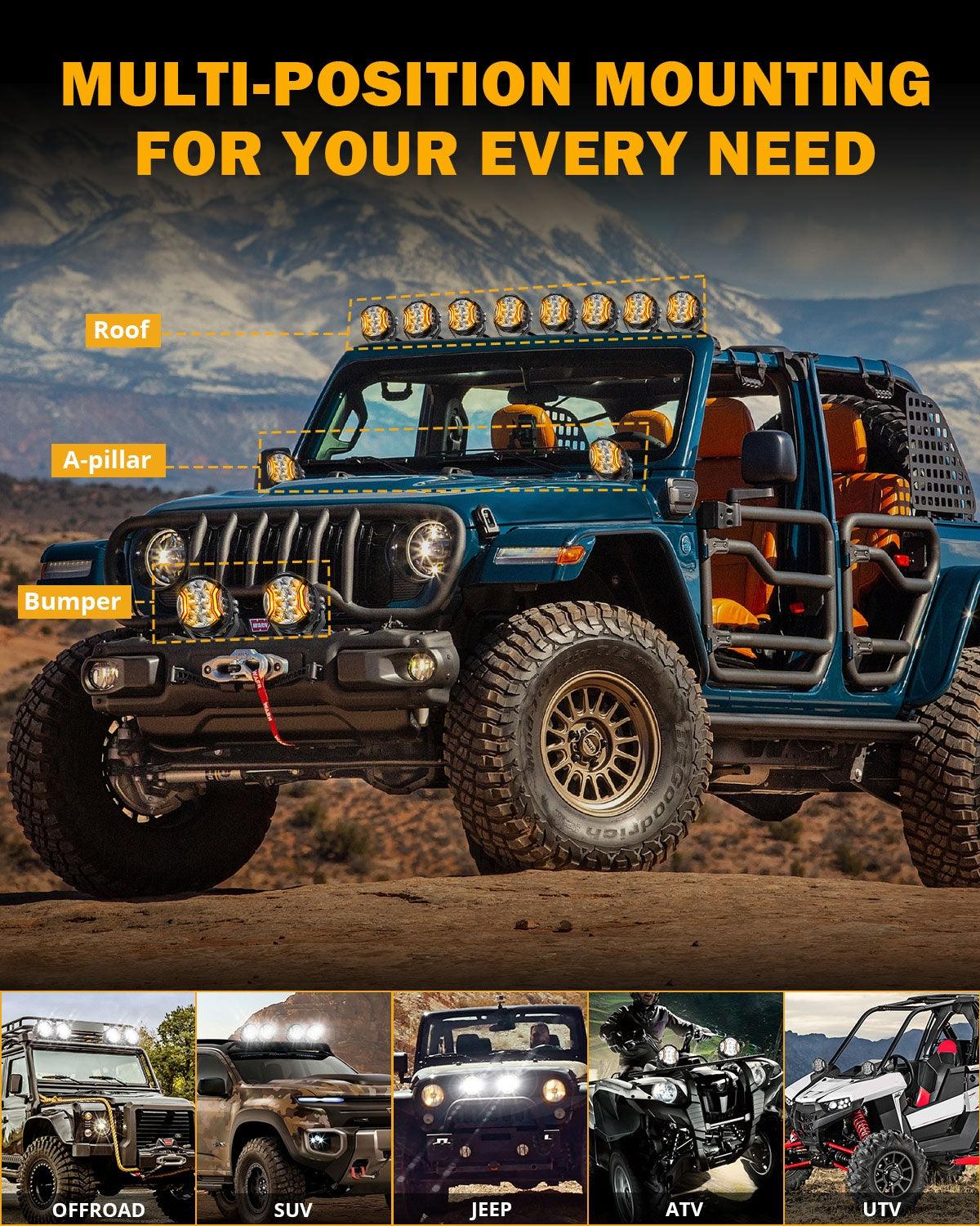 V-ULTRA Series 6/8 Pcs 5 Inch 172W LED Side Shooter Amber DRL with Power Harness - Auxbeam  – éclairage LED auto