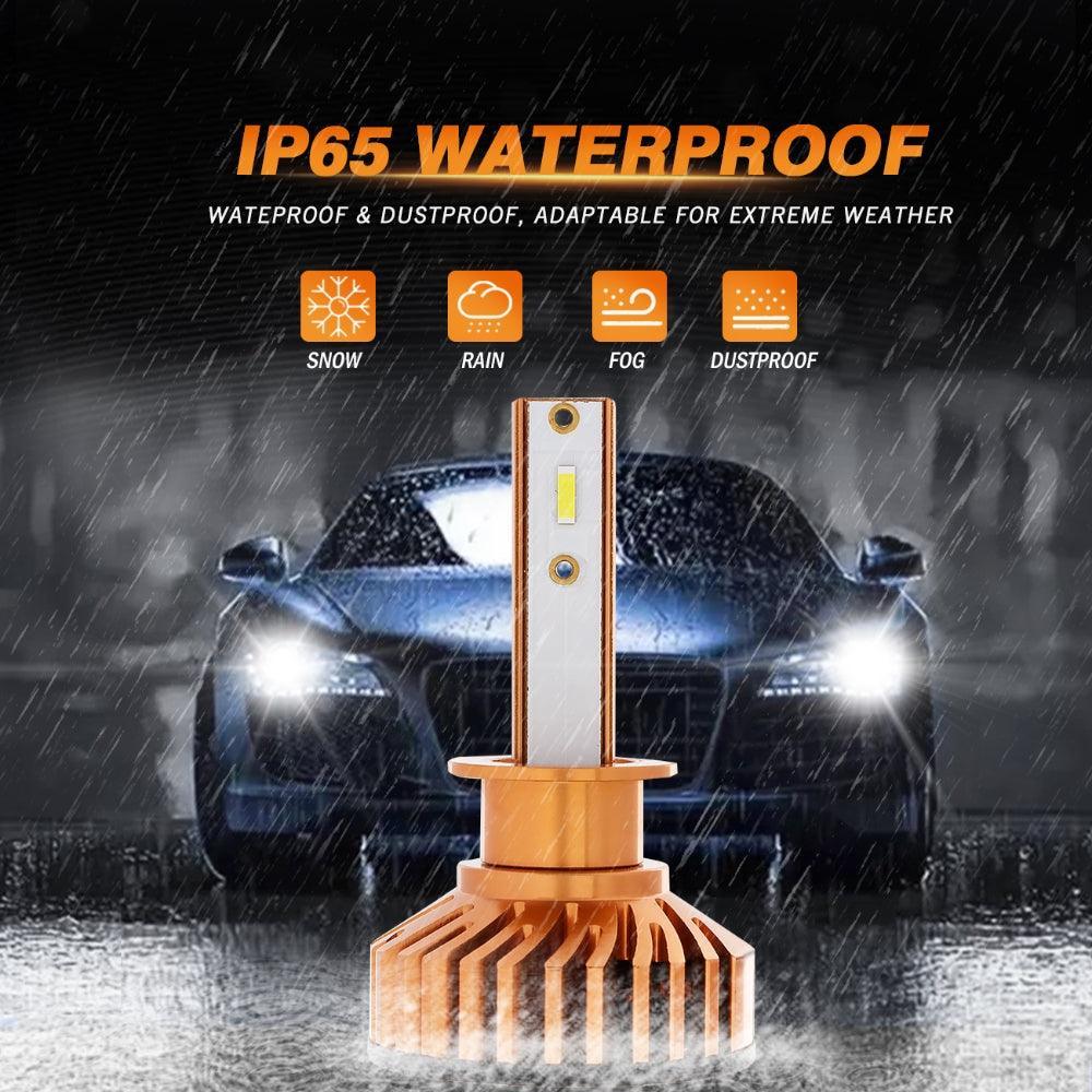 مصابيح أمامية LED H1، 52 واط، 10000 لومن، سلسلة F2، حجم صغير، 6500 كلفن، أبيض بارد | 2 لمبة