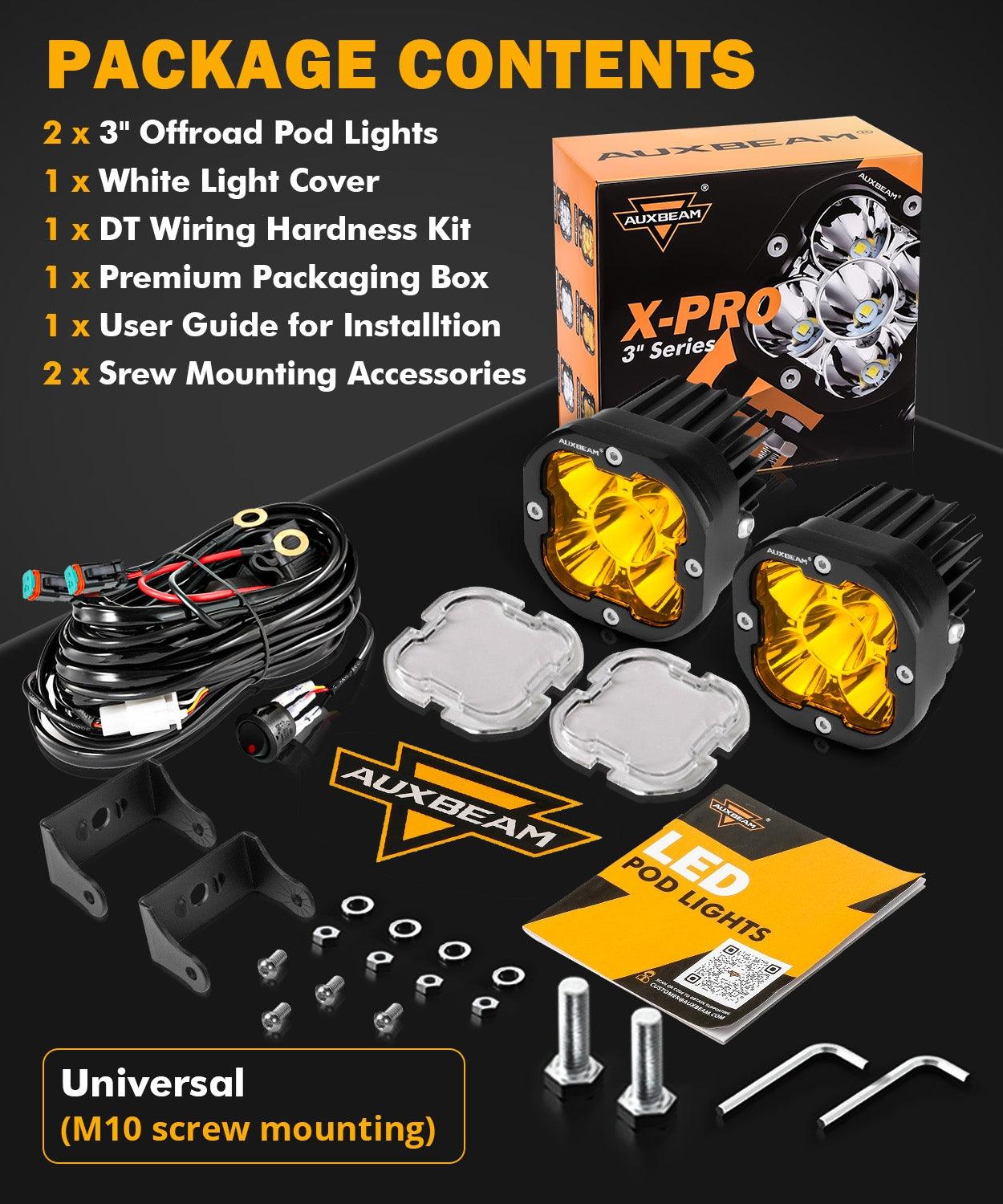 XP-ULTRA Series 3 Inch 80W Spot Beam LED Pods Amber&White Offroad Lights - Auxbeam  – éclairage LED auto