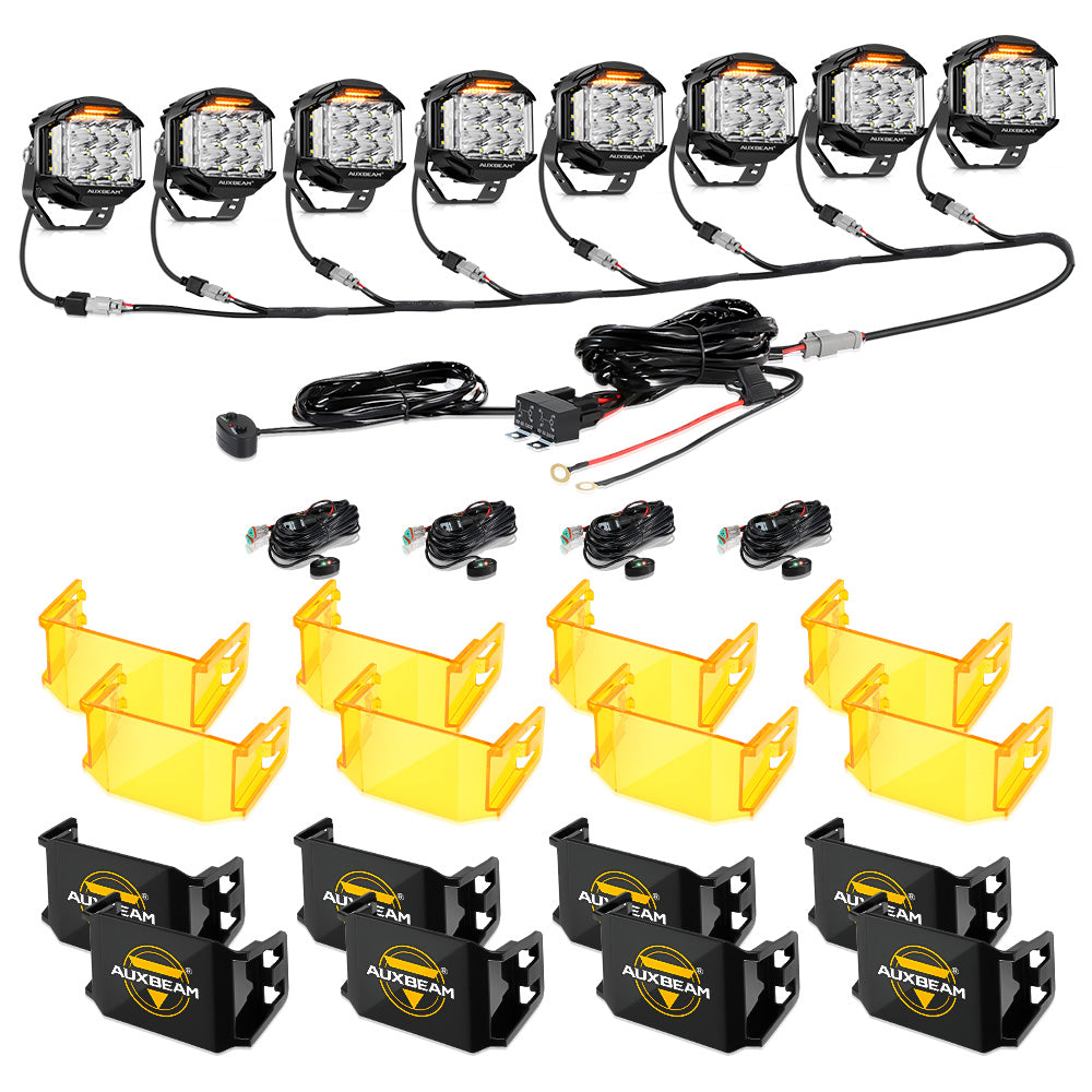 V-MAX Series | 5 Inch 168W 16440LM Combo Beam Side Shooter LED Round Pod Lights with Amber DRL - Auxbeam  – éclairage LED auto