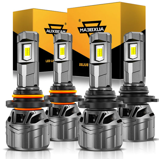 🆕9005+9006 مصابيح أمامية LED، 100 واط، 22000 لومن، سلسلة F18، 1:1، حجم صغير، 6500 كلفن، أبيض بارد | 4 لمبات