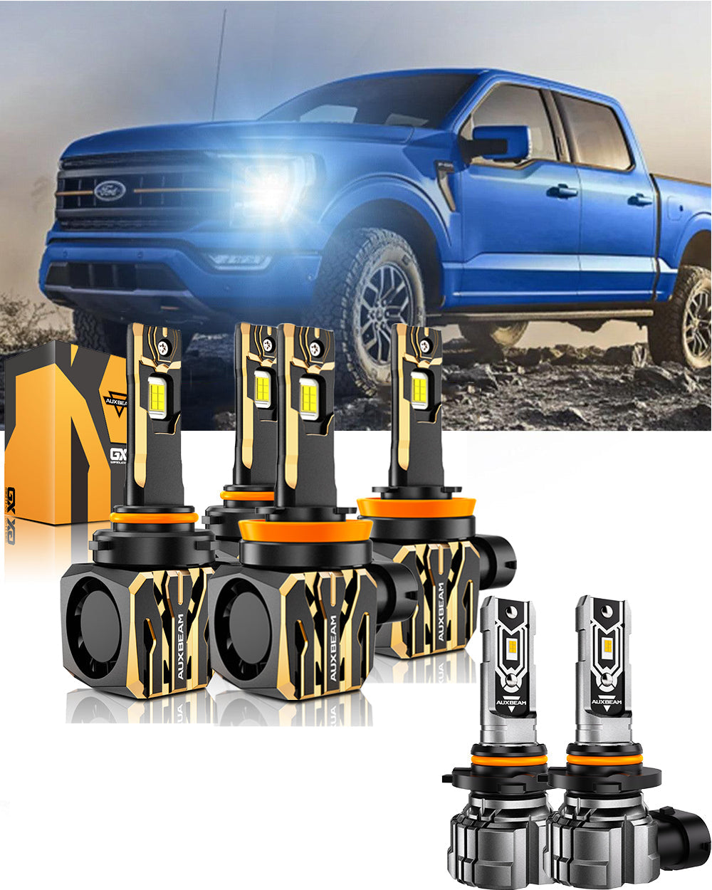 For 2015-2020 Ford F-150 9005 H11 LED Headlight Bulbs Bundle