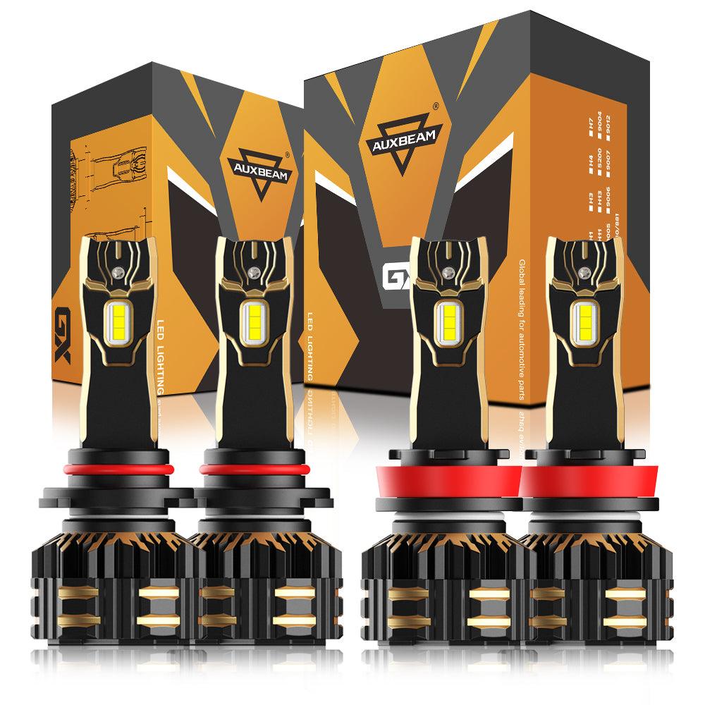 9005+H11 LED Headlight Bulbs 120W 25000LM GX Series Brightest 6500K Cool White | 4 Bulbs - Auxbeam  – éclairage LED auto