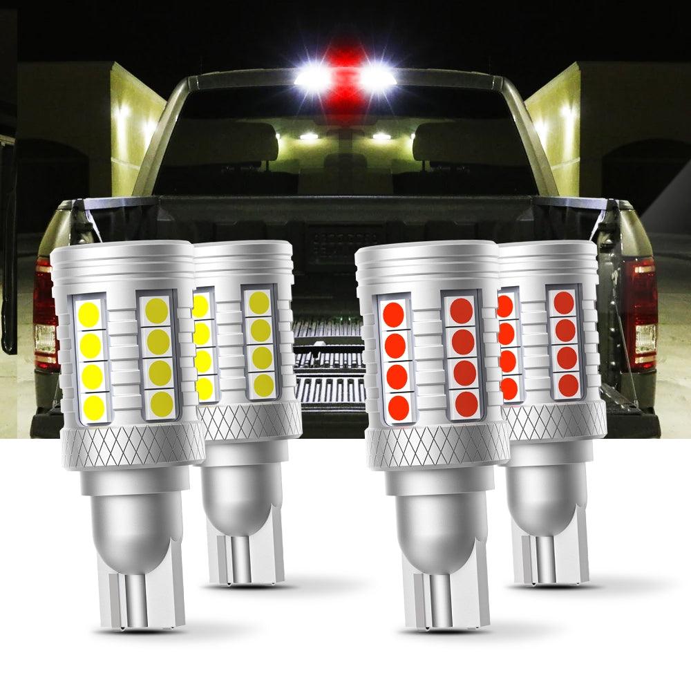 921 912 LED Bulbs Cargo Light High Mount Stop 3rd Brake Light Combo, White &amp; Strobe Red Kit | 4 bulbs