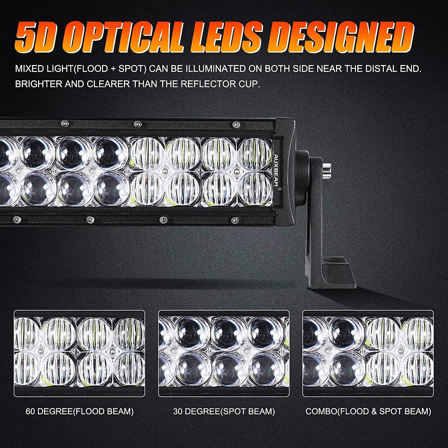 5D Series 22 Inch/32 Inch/42 Inch/50 Inch/52 Inch Combo Beam Straight/Curved Double Row LED Light Bar