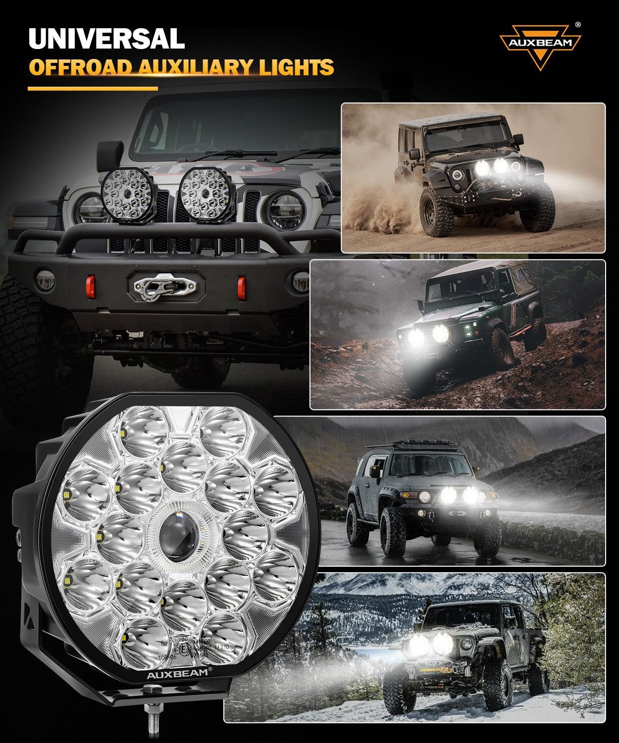 360-Ultra Series 8.5 Inch 220W LED Spot Driving Light Off Road Lights with White DRL&Amber Turn Signal Light - Auxbeam  – éclairage LED auto