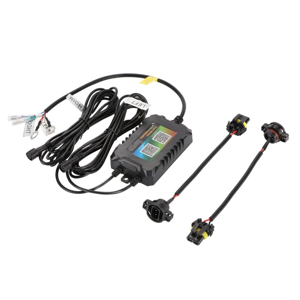 مصابيح ضباب LED مُحسّنة مقاس 4 بوصات مع حلقة هالة RGB وضوء إشارة انعطاف، وتحكم بلوتوث لسيارة جيب رانجلر JK/JL 2018-2024 