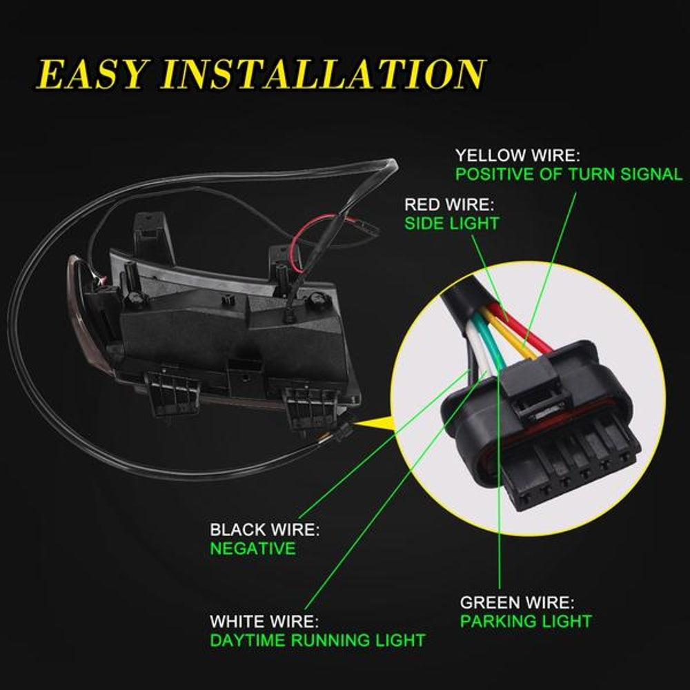 مصابيح إشارة انعطاف LED دخانية مع مصابيح نهارية وعلامات جانبية لسيارة جيب رانجلر JL Sahara وRubicon وطرازات High Altitude من 2018 إلى 2023