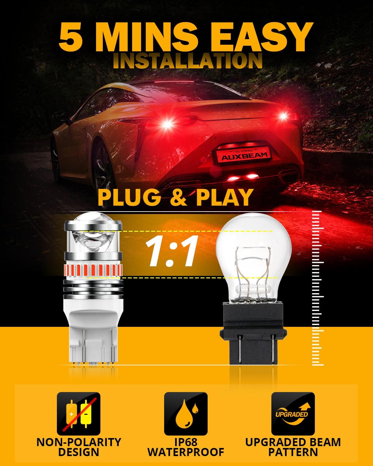 T20 7443 7440 LED Brake/Tail Light Bulbs 11W 4000LM Red B1 Series | 2 Bulbs