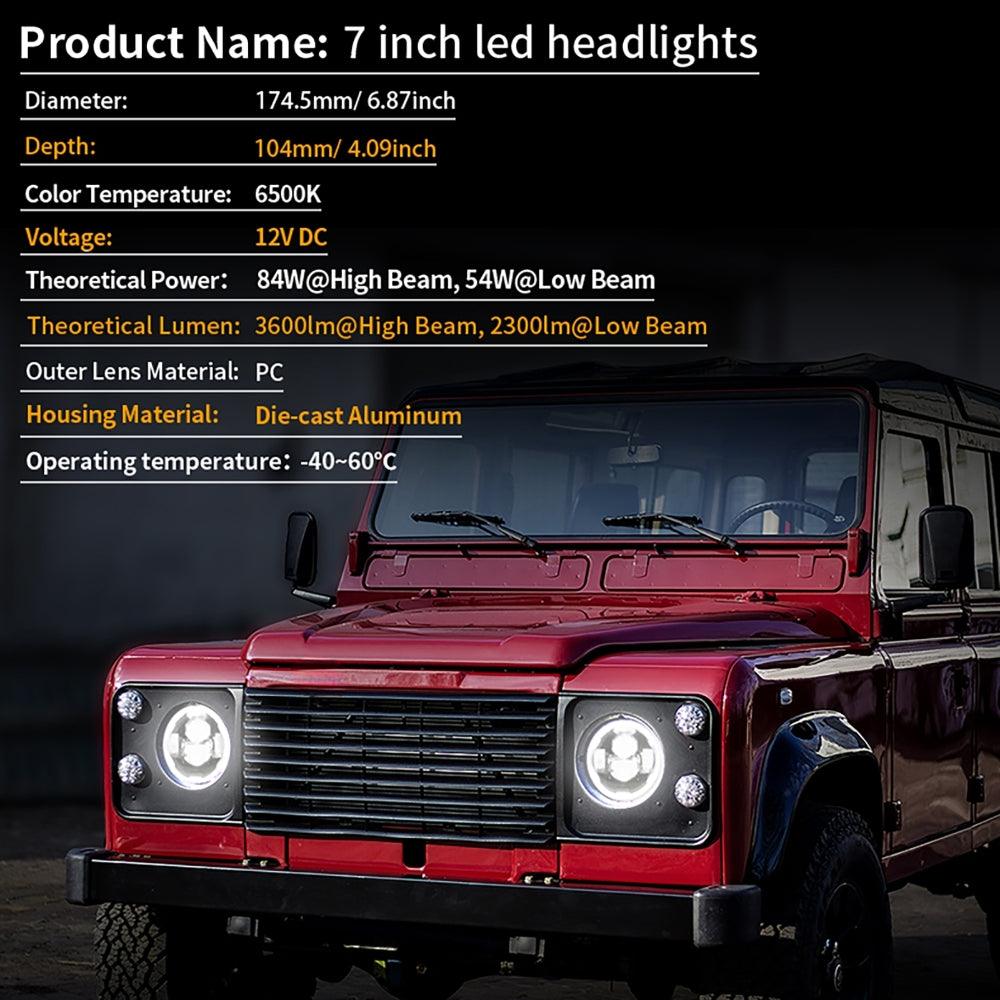 7 Inch LED Headlights with DRL&amp;Turn Signal High Low Beam For Jeep Wrangler JK TJ LJ CJ