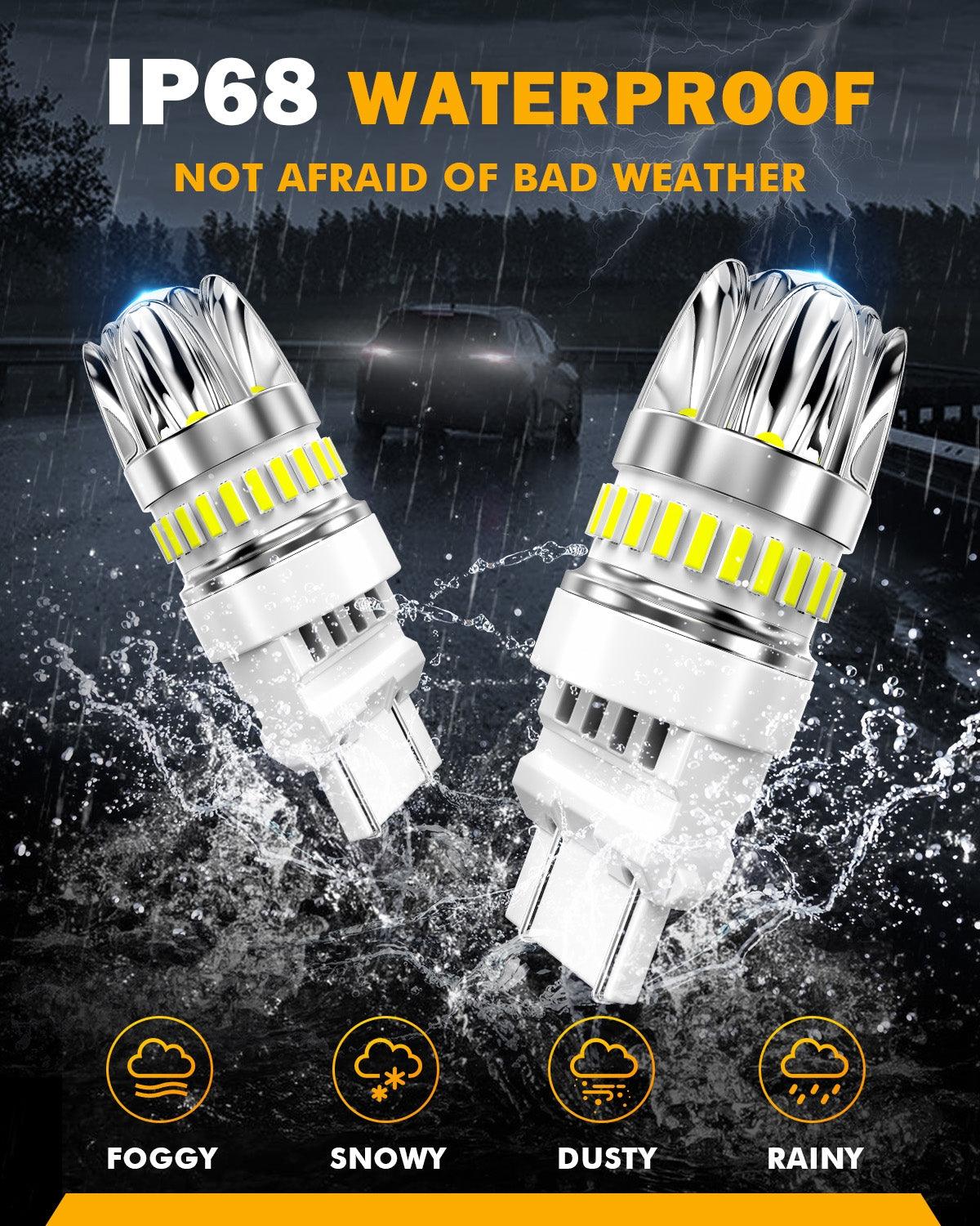T25 3157 3156 LED Backup Reverse/Turn Signal/Brake Tail Light Bulbs 14W 6000LM CAN-Bus Error Free 6500K White Y2 Series | 2 Bulbs