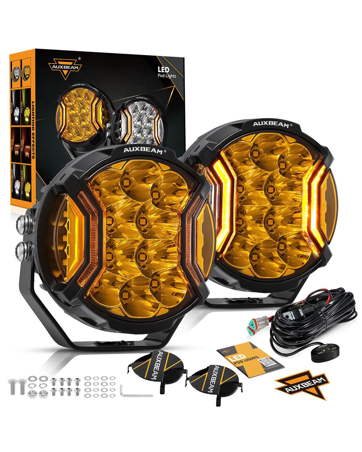 V-ULTRA Series | 5 Inch 172W LED Side Shooter Amber Pod Lights with Amber DRL - Auxbeam  – éclairage LED auto