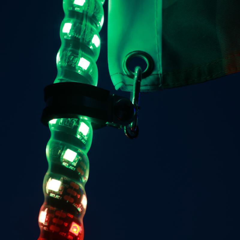 3FT/4FT LED RGB Whip Lights with Bluetooth/ Remote Controlled & Black Universal Flagpole Light Mount  for all UTVs with 1.75" to 2" Roll Cage