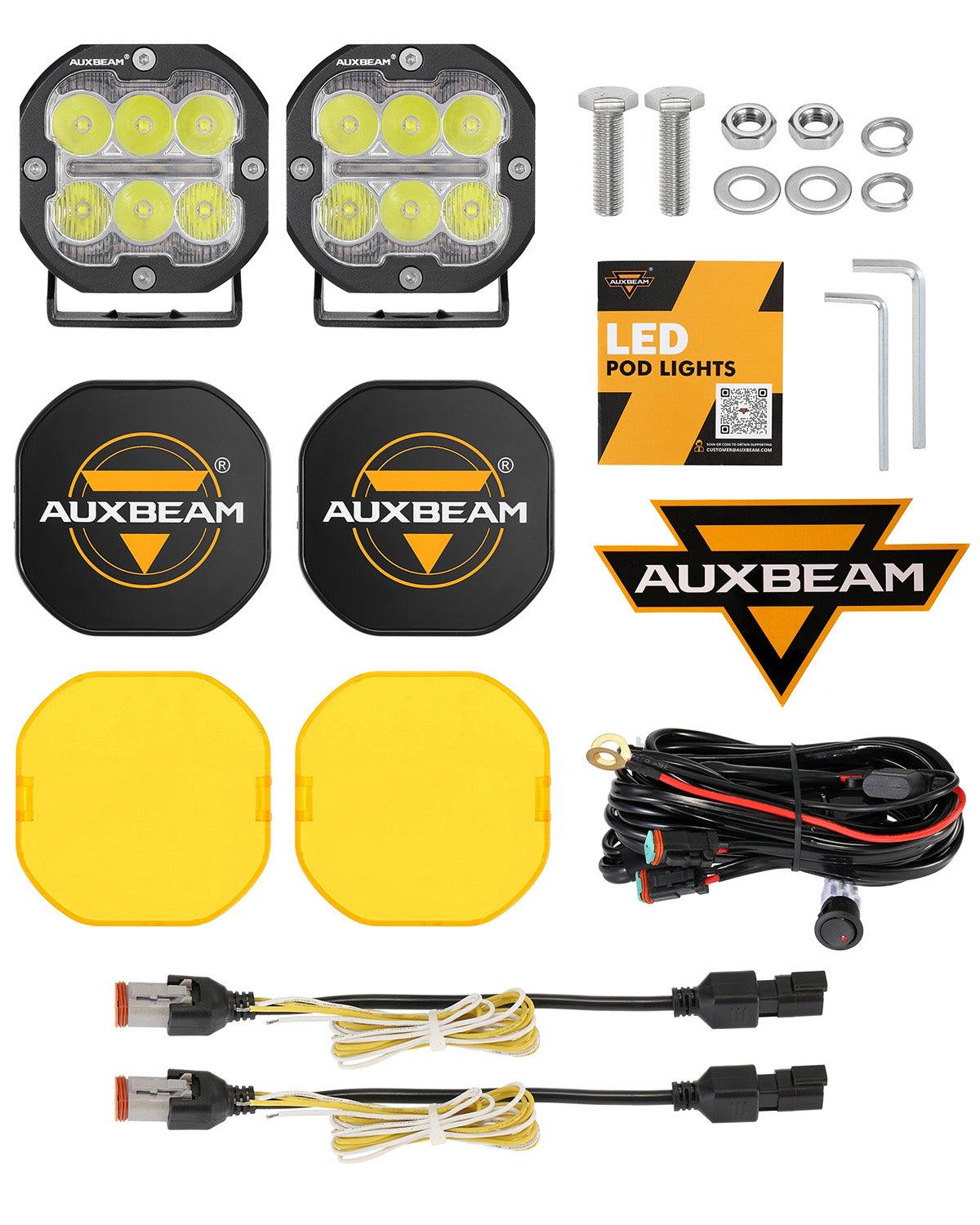 XP-ULTRA Series 3 Inch 84W LED Combo Pod Light Off Road Lights with White DRL&Amber Turn Signal Light - Auxbeam  – éclairage LED auto