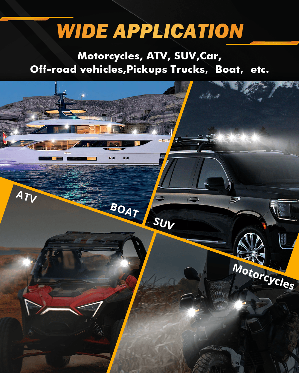 🆕3 Inch Motorcycle LED Spotlight Bi-LED Projector Lens Headlight 120W Dual Color Switchback LED Work Light 3+5 Light Modes for Motorcycle SUV ATV Trucks | 2PCS/Set