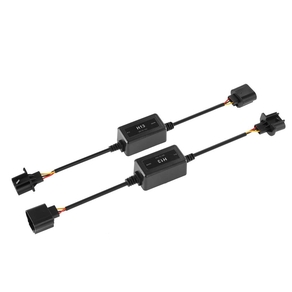 H13/9008 C10-MODEL Enhanced LED Headlight Bulbs Canbus Decoder Anti-Flicker Hyper Flash No Warning Harness Resistor Conversion Kit 2pcs/set