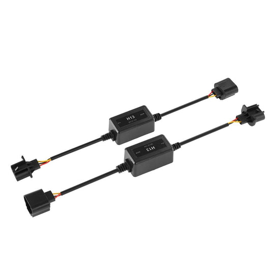 H13/9008 C10-MODEL Enhanced LED Headlight Bulbs Canbus Decoder Anti-Flicker Hyper Flash No Warning Harness Resistor Conversion Kit 2pcs/set