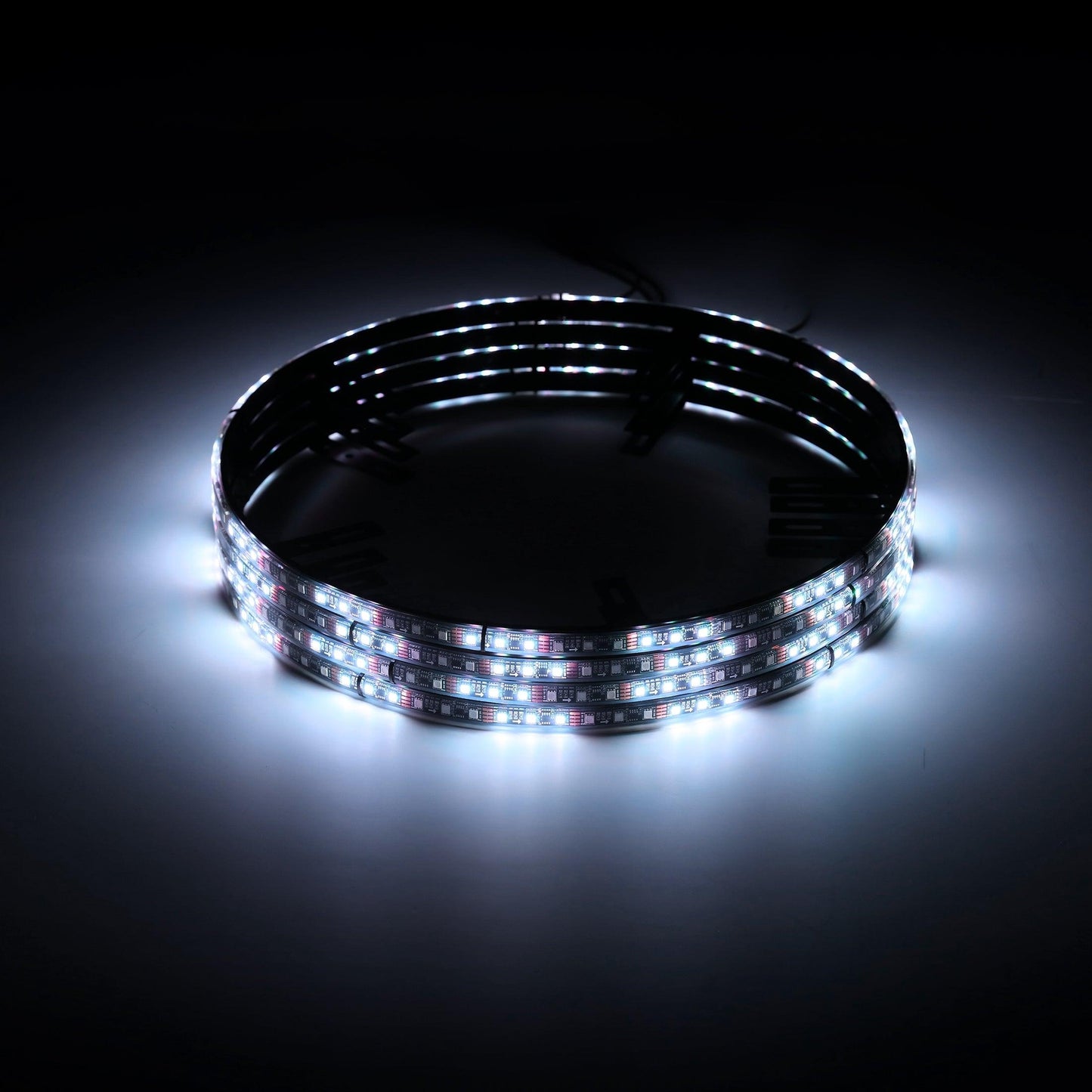 (4 قطع/مجموعة) مصابيح حلقة عجلة LED RGB مقاس 15.5 بوصة ضوء نيون سحري ملون مع تطبيق وجهاز تحكم عن بعد RF