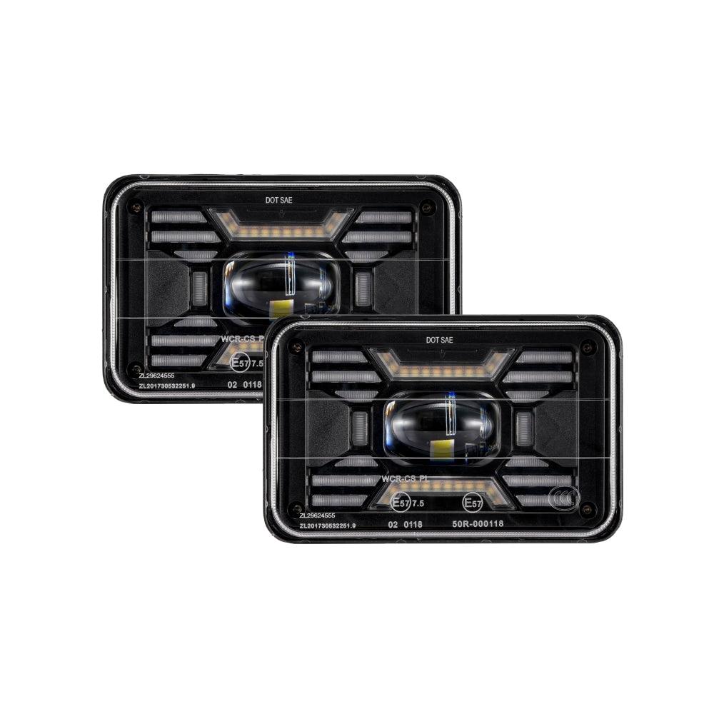 (2pcs/set) 4x6 Inch Sealed Beam LED Headlights with Hi-Lo Beam DRL Turn Signal Light