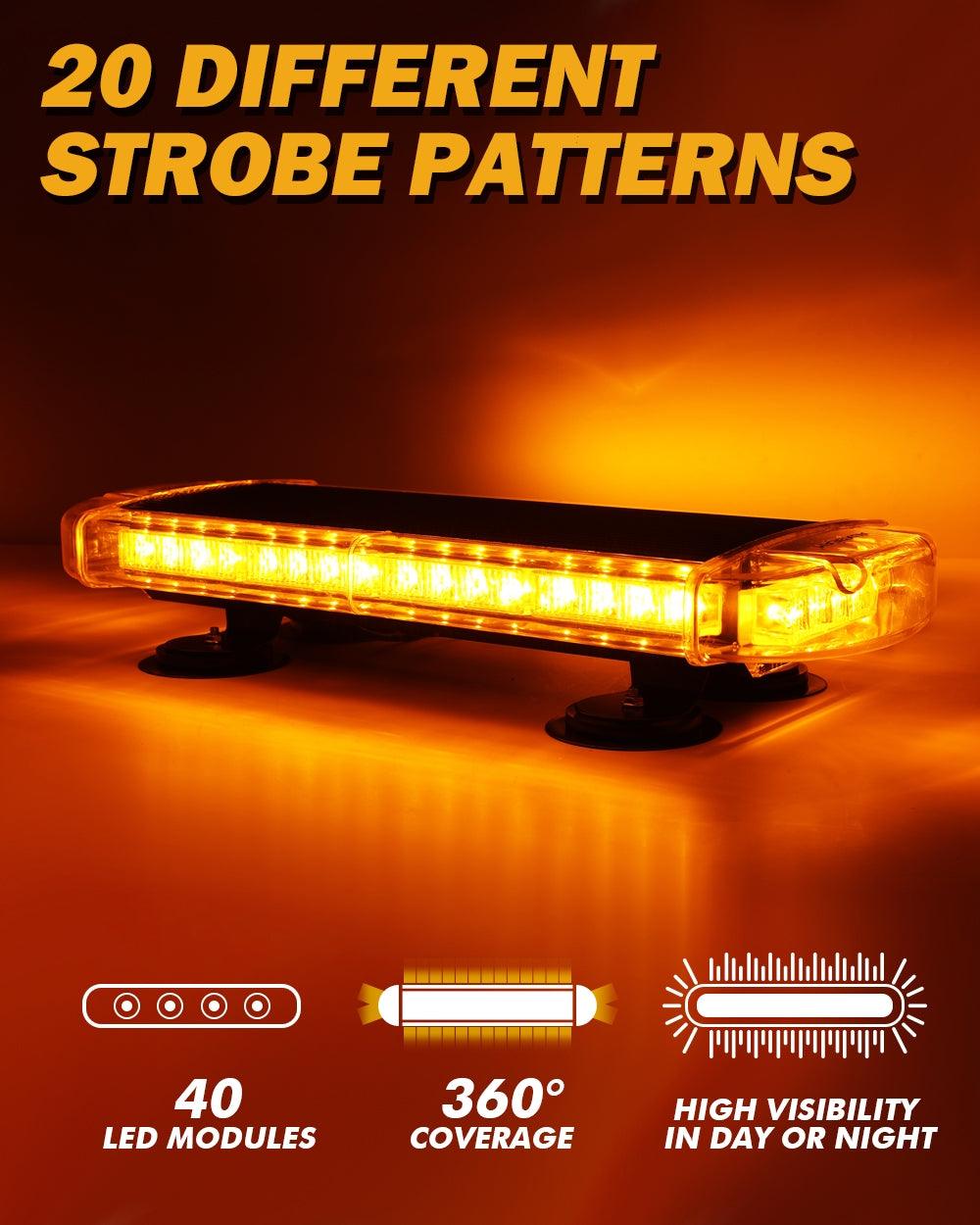 21.5" Rooftop Strobe Flashing Light Bar, 20 Flashing Modes Magnetic Mount Emergency Safety Warning Caution Beacon Lights