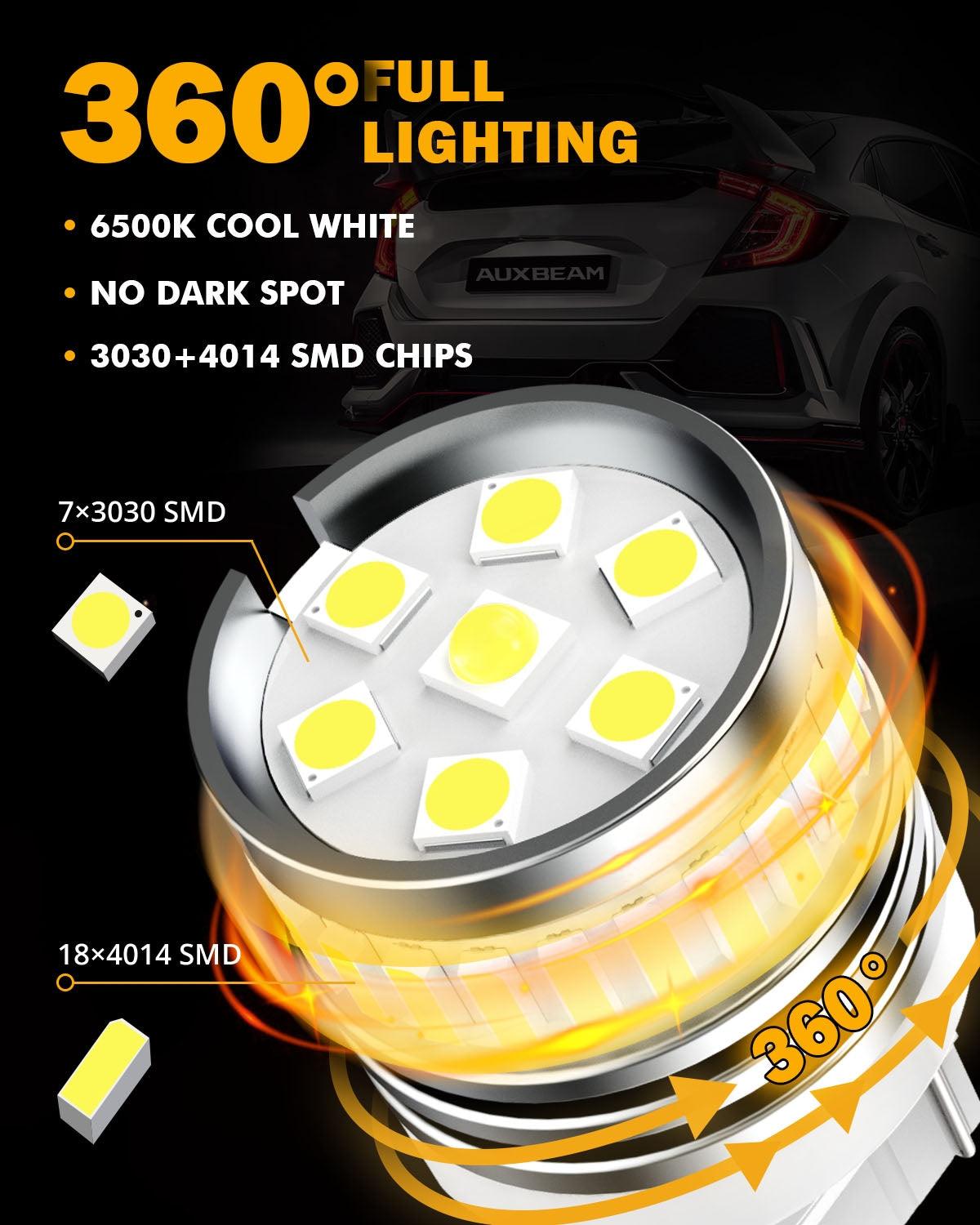 T20 7443 7440 LED Backup Reverse/Turn Signal/Brake Tail Light Bulbs 11W 4000LM 6500K White B1 Series | 2 Bulbs