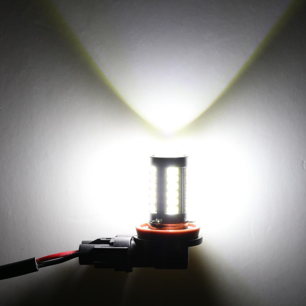 مصابيح ضباب LED H11 H9 H8 H16JP/DRL، 50 واط، 4000 لومن، 6500 كلفن، بيضاء، سلسلة 33LED | مصباحان