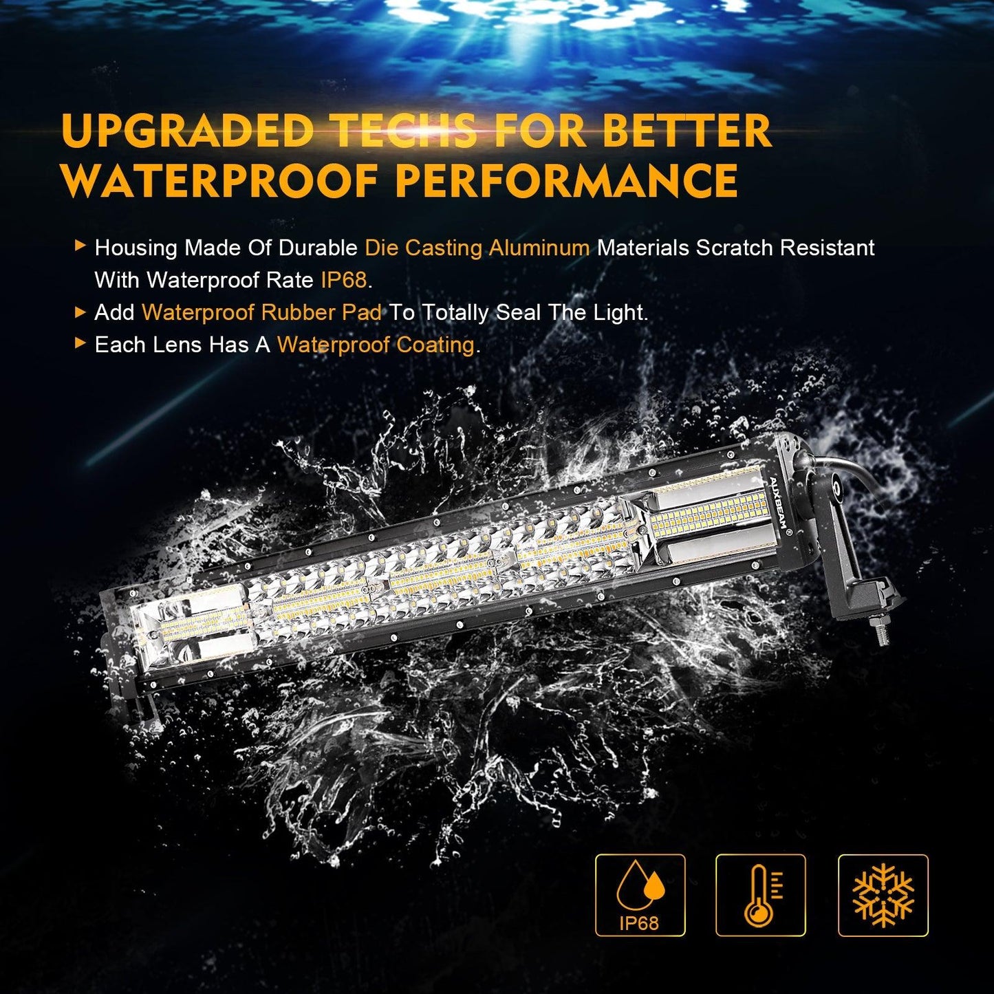 أشرطة إضاءة LED بيضاء وعنبرية بـ 6 أوضاع سلسلة 22 بوصة/30 بوصة/42 بوصة/50 بوصة